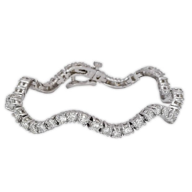 14K White Gold 4.78tcw Round Cut Diamond Tennis Bracelet