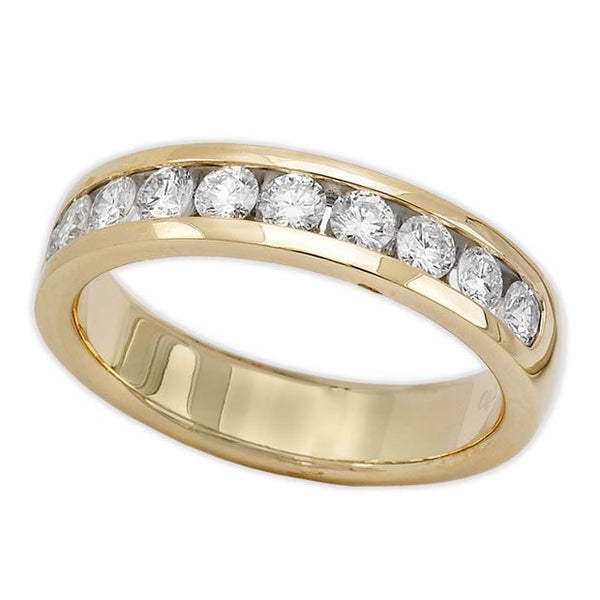 14K Yellow Gold 1.00tcw Round Channel Type Mens Diamond Ring