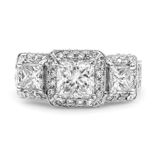 14k White Gold 3.38tcw Princess Cut Diamond Engagement Ring