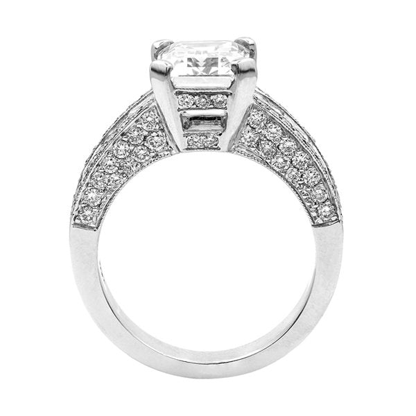 18K White Gold 4.67TCW Emerald Cut Diamond Engagement Ring