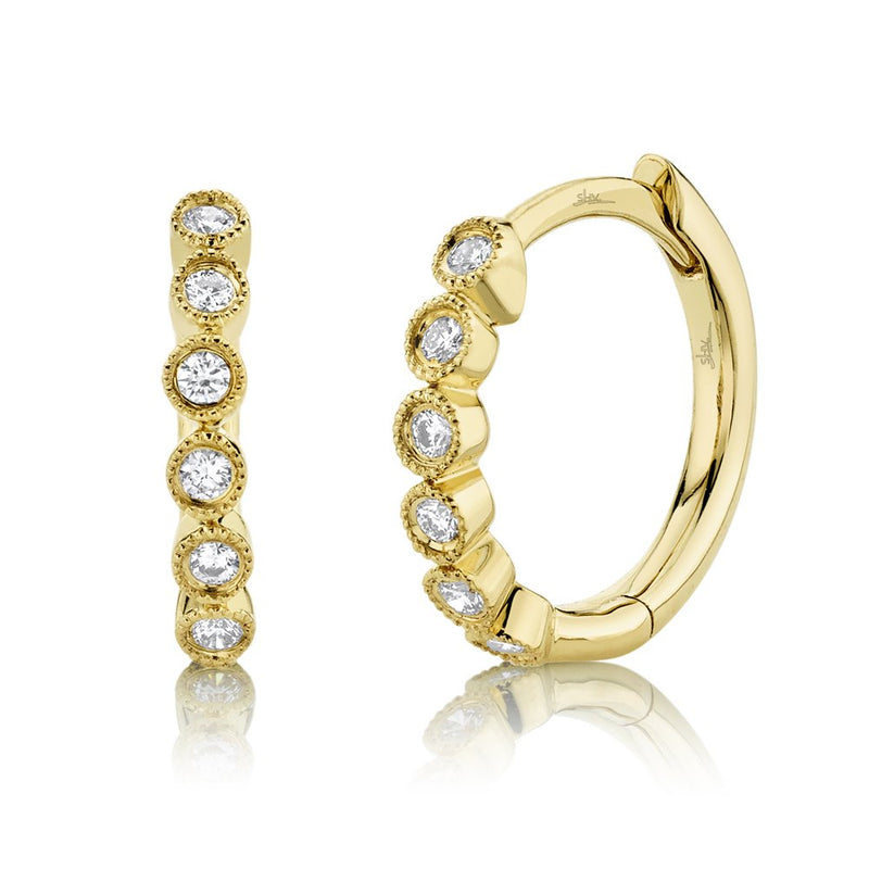 14k Yellow Gold 0.11tcw Diamond Huggie Hoop Earrings