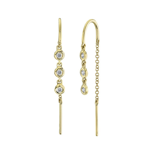 14k Yellow Gold 0.11tcw Diamond Dangle Earrings