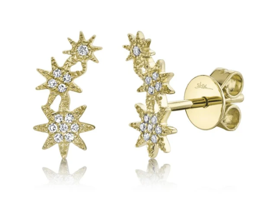 14k Yellow Gold 0.06tcw Diamond Stars Earrings